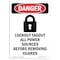 Signmission OSHA Danger Sign, Lockout Tagout All, 7in X 5in Decal, 5" W, 7" L, Portrait, Lockout Tagout All OS-DS-D-57-V-1427 - alternate 1